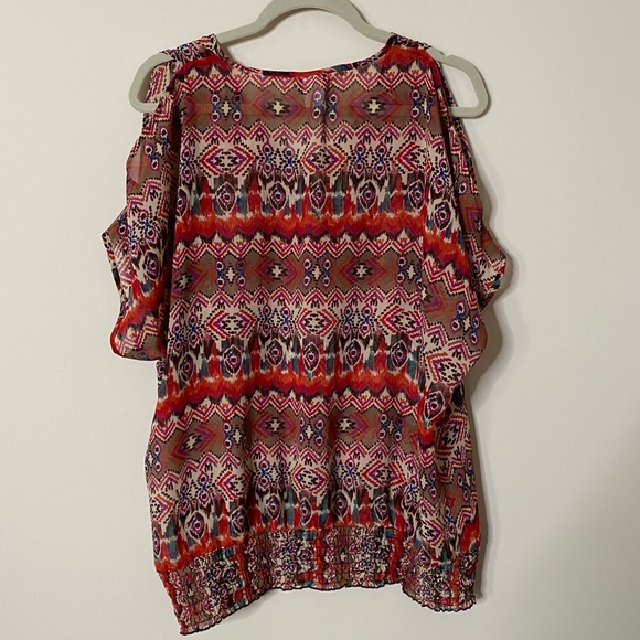 Aztec Print Cold Shoulder Top - Picture 6 of 7
